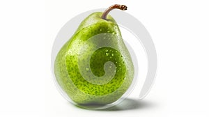 Green pear fruit isolated on white background. Generative AI
