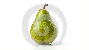 Green pear fruit isolated on white background. Generative AI