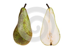 Green pear isolated over white