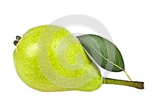 Green pear isolated on a white background