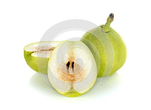 Green pear isolated on the white background