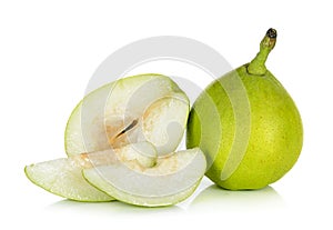 Green pear isolated on the white background