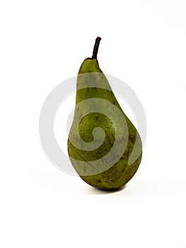 Green pear isolated on white background. Pear fruit.