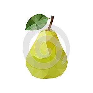 Green pear in polygonal style. Vector illustration