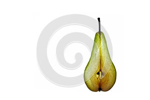 Green pear slice isolated on a white background