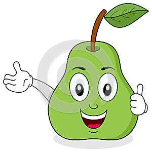 Green Pear Thumbs Up Character