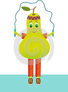 Green pear vector jumping rope