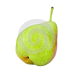 Green pears cut in half and sliced to pieces separately isolated over white background