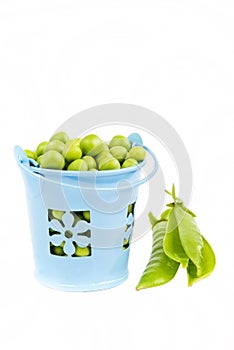 Green peas in a bucket