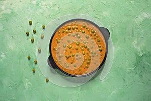 Green Peas Curry. Matar Masala North Indian, Punjabi cuisine. Vegetarian food.