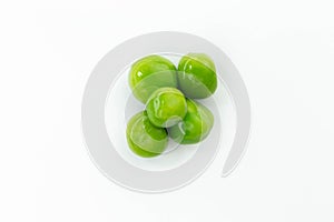 green peas isolated. fresh organic vegetables, top view