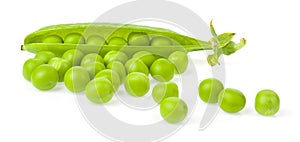 Green peas isolated on white background