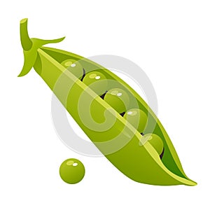 Green peas in a pod isolated on a white background.