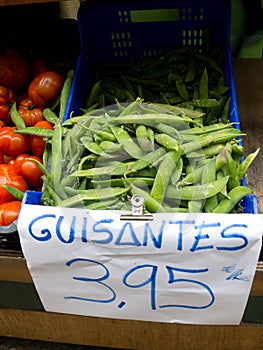 Green peas pods in a market photo