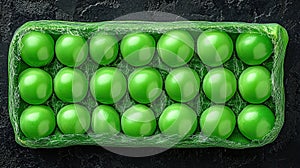 Green peas in a rectangular container