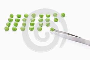 Green peas with tweezer