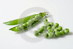 Green peas on white