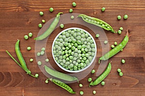 Green peas in white bowl