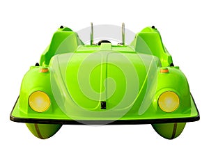 Green pedalo car isolated