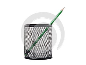 Green pencil in a black holder