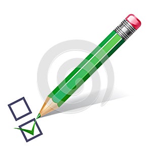 Green pencil with checklist