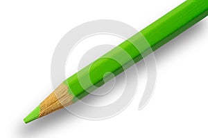 Green pencil with clipping path