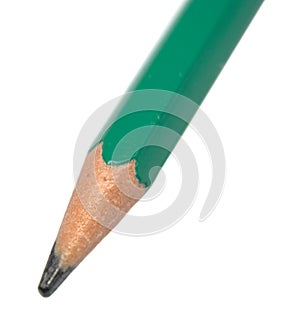 Green pencil on isolated white background