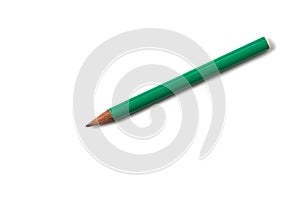 Green pencil on a white background