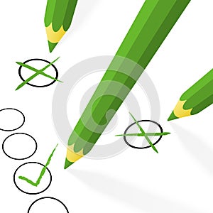 green pencils with hook and crosses