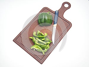 Green pepper fruit lies on the cutting Board