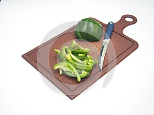 Green pepper fruit lies on the cutting Board