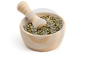 Green pepper in mortar