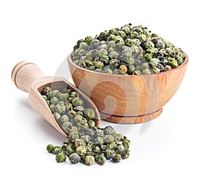 Green peppercorn isolated on white