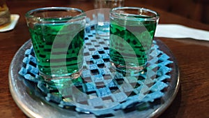 green peppermint liqueur in punches