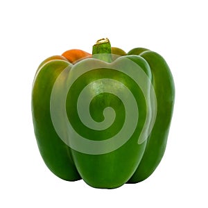 Green peppers isolated Sweet peeper or bell pepper or Capcicum. on white background and clipping path