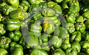 Green peppers at a market