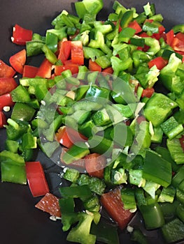 Green peppers red peppers jalenpeÃÂ±os sautÃÂ©ed with olive oil photo