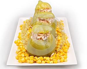 Green peppers stuffed