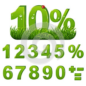 Green Percents Set With Grass