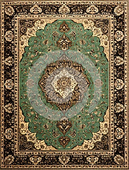 green persian carpet top view