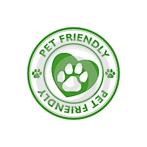 Green Pet friendly stamp, sign, icon