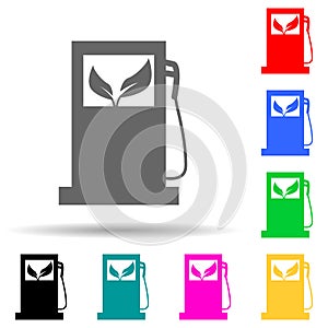 green petrol filling machine multi color style icon. Simple glyph, flat vector of greenpeace icons for ui and ux, website or