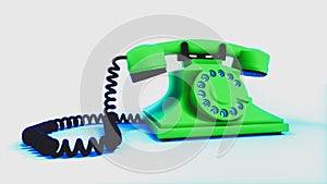 green phone in front of a white background3d rendering photo