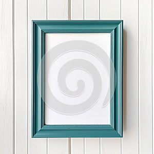 Green Picture Frame On White Wood Wall