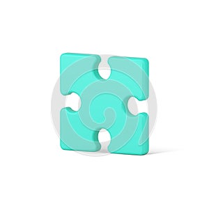 Green piece square jigsaw 3d icon. Volumetric element with creative solution