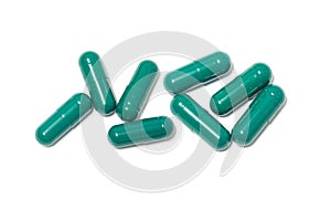 Green pills capsules