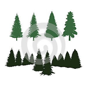 Green Pine Tree Forest Environment Clip art set