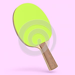 Green ping pong racket for table tennis isolated on pink background