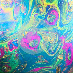 Green and Pink Acrylic Pour Painting