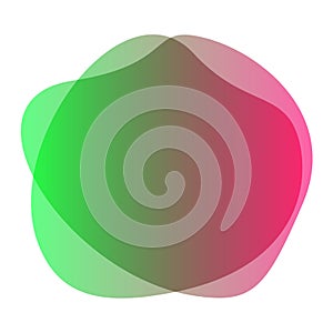 Green pink blob shape free from for background, blob flat geometric simple, liquid stain brush flat blob for label copy space,
